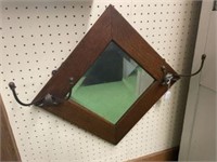 Oak Framed Beveled Edge Mirror With Hangers Hall T