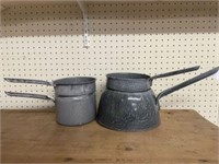 Pair Of  Vintage Graniteware Double Boilers - Cook