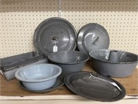 Large Collection Of Assorted Graniteware Cookware,