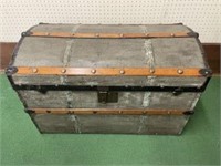 Antique Camel-Back Steamer Trunk Luggage 33"W