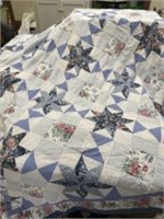Handsewn/Handsewn Style Stars-Flowers Patterned Qu