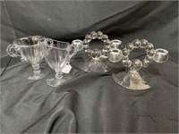 Pair Of Candlewick Candlestick Holders With Candle