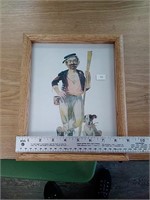 11 x 9 Framed old sailor picture with dog