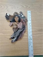 Wall sconce of Indian lady with eagle and wolf