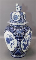Blue and White Decorated Delft Ware Urn