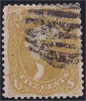 US Stamps #67a Used Brown Yellow with 201 CV $1100