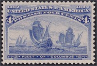 US Stamps #233 Mint NH 4 cent Columbian, n CV $150