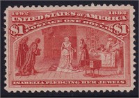 US Stamps #241 Mint LH with nibbed perf a CV $1000