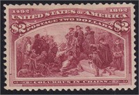 US Stamps #242 Mint HR with speck thin at CV $1100