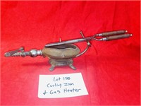 ANTIQUE CURLING IRON & GAS HOLDER