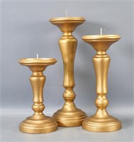 Set of Three Gilded Candle Stands