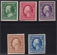 US Stamps #343-347 Mint LH Imperf 1908 CV $78.50