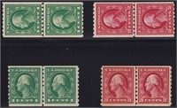 US Stamps #410-413 Mint Line Pairs, #410,  CV $600
