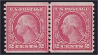 US Stamps #454 Line Pair Mint H with 2022  CV $400