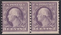 US Stamps #456 Mint LH Line Pair, sound w CV $1300