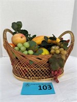 Basket, artificial fruit