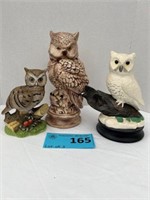 Lot of 3 owl figurines
