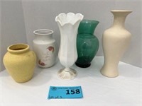 Asst.. glass/ceramic vases lot of 5