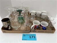 2 flats asst.. glassware, glasses and cups