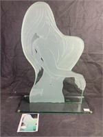 Modern Art Carved Glass Sculpture of Woman