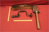 Leather Tool Belt, Hammer & Brace Drill