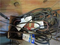 BOX OF MISC BELTS & OTHER TOOLS