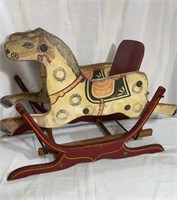Rare ANTIQUE Hand Painted Wooden GLIDER "DOUBLE