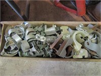 BOX OF MISC CLAMPS & HARDWARE
