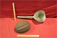 Antique Tin Mold & Long Handled Strainer
