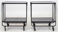 Mid Century Foldable Black Metal Bar Cart, 2