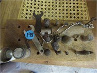 GRINDING TOOLS & CHAIR - CANE BOTTOM