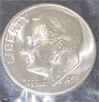 1955-S Roosevelt SIlver Dime Brilliant UNC 60