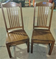 (2) Oak Mission Style Dining Chairs