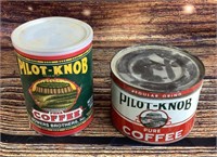 2 Vintage/New Pilot-Knob Pure Coffee Tins