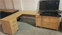Corner Desk w/ File Cabinet Attached