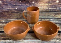2 Jugtown Pottery Bowls & 1 Mug