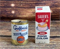 Vintage Gulf Coin Bank & Sauers Food Coloring
