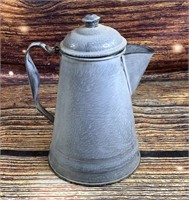 Vintage 8" Graniteware Enameled Porc. Coffee Pot