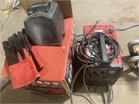 Lincoln Electric 125 Welder, Helmet, Gloves, Box
