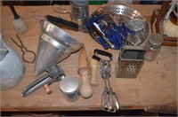 assorted vintage baking utensils
