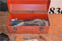 metal tool box with assorted tools