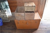 3 wooden boxes with chest