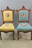 Pair of Walnut 'Eastlake' Style Side Chairs