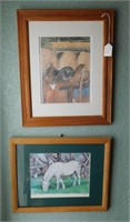P729 Framed Horse And Cat Artwork