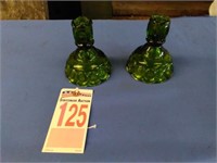 Smith Glass Green Candleholders