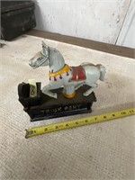 Cast iron trick pony bank