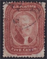 US Stamps #27 Used with perf repairs, CV $1450