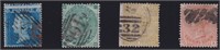 Great Britain Stamps #10, 42, 52, 69, CV $1150