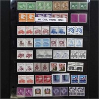 US Stamps 60 Coil Pairs Mint NH