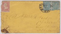 CSA Stamp #7 Pair tied & US #65 on Cover, POW?
